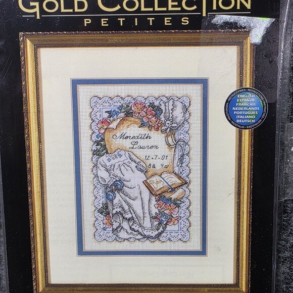Vintage Dimensions Gold Petites Cross Stitch Kit Babys Gown Birth Record 6873 - Picture 2 of 4